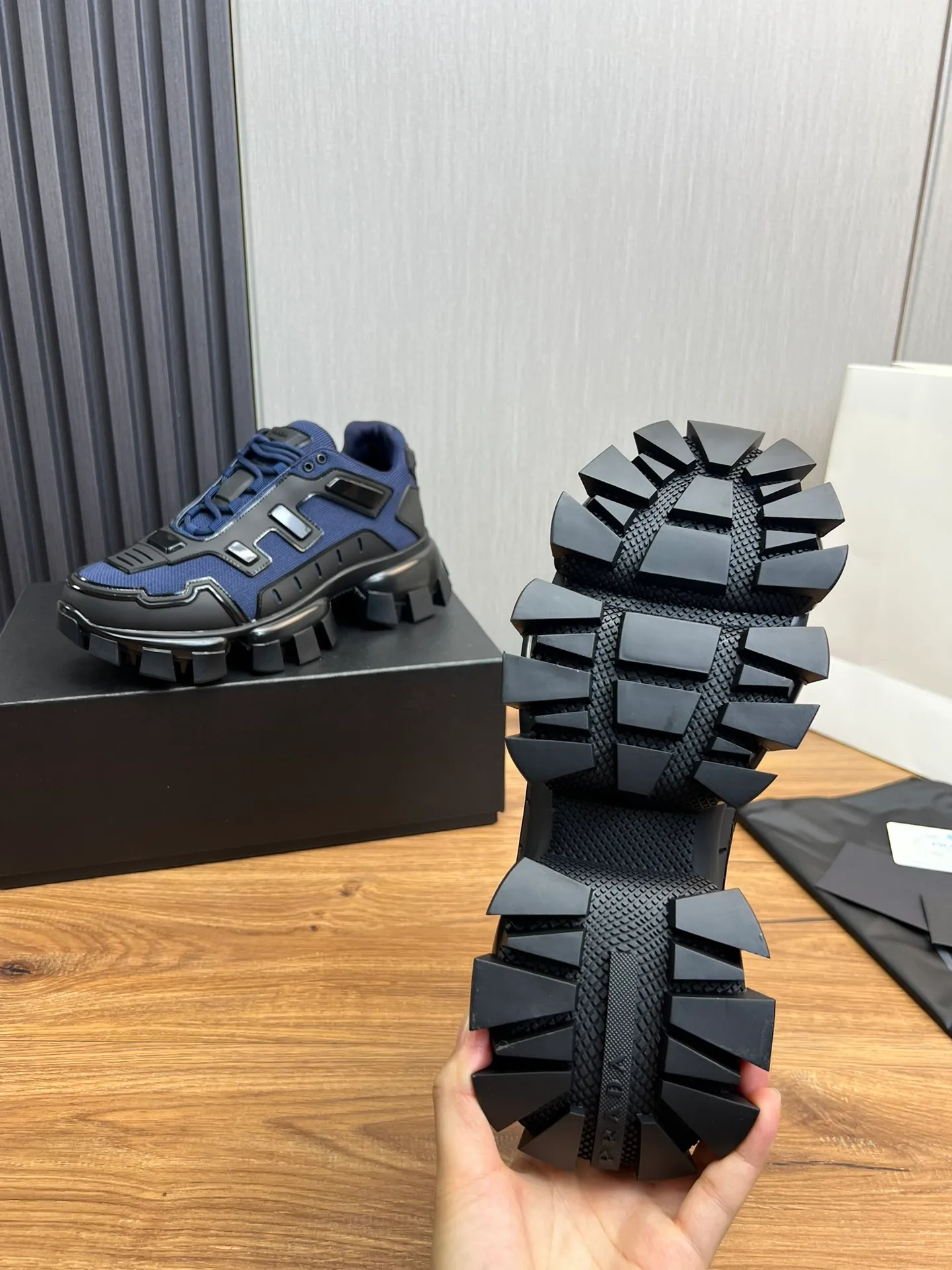 Men's shoes 💰620💰 [PRADA] Hot-selling thick-soled shoes 🔥 Available all year round ✔️Official website synchronization Original fly-knit film fabric + cowhide lining, 1⃣️:1⃣️reproduction, original sole, 38-45 (45 made to order, non-refundable)